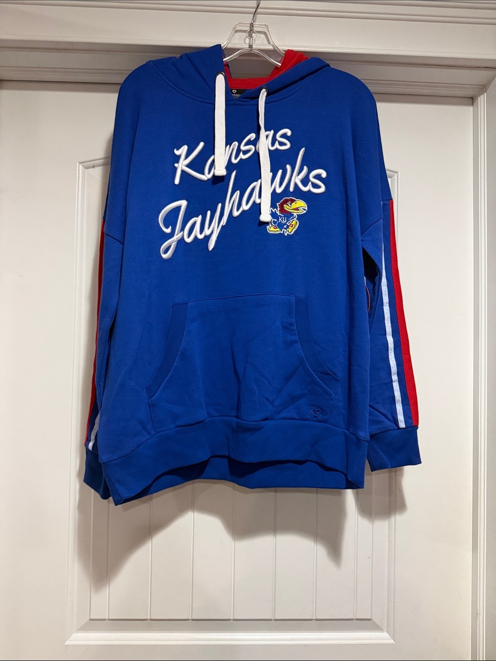 Kansas Jayhawks Blue Oversized  Pullover Hoodie Sweater Size M.